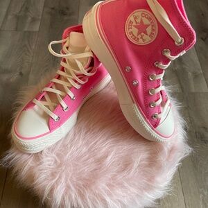 Converse Hot Pink & White High Top Sneakers